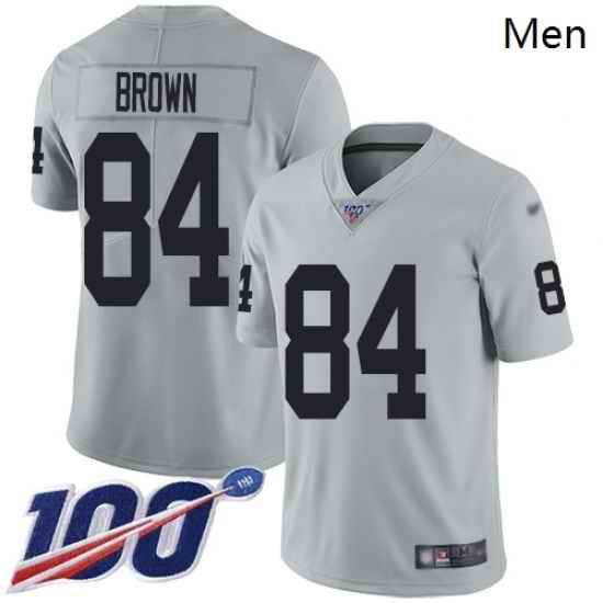 Raiders 84 Antonio Brown Silver Men Stitched Football Limited Inverted Legend 100th Season Jersey